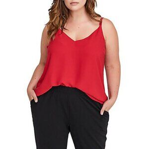 Red Flowy Double-Layer Camisole NWT Plus Size 16 Adjustable V-Neck Tank Chili